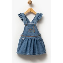 Overdo Kız Çocuk Rainbow Nakışlı Mavi Kot Jile