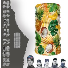 E-Taktik Extreme Ananas Muz Desenli Sarı Boyunluk Bandana Baf Toka Maske Saçbandı
