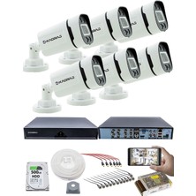 Kadraj 6 Kameralı Set 5mp Sony Seculensli 1080P, 4 Warm Led, Gece Renkli, Full Hd Ahd Güvenlik Kamerası Seti, Colorvu, Plastik Kasa