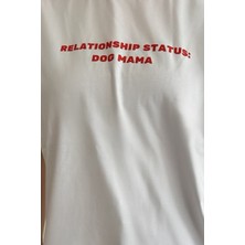 Relationship Status Bisiklet Yaka  Pamuk Rahat Kalıp Kısa Kollu Basic Beyaz T-Shirt