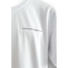 Happy Dodo Unisex I Prefer Dogs Over People Bisiklet Yaka %100 Pamuk Rahat Kalıp Kısa Kollu Basic Beyaz T-Shirt