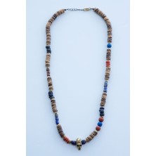 Lila Rosa Otantik Kurukafa Figürlü Ahşap Kolye