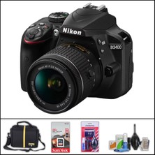 Nikon D3400 + 18-55 mm Vr Lens Dslr Fotoğraf Makinesi (Çanta + 32 GB Sd Kart + Temizlik Kiti)