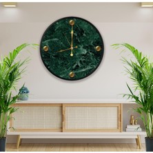 Yeşil Mermer Kanvas (Ahşap) Duvar Saati - 70 cm