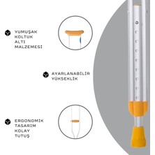Aps Koltuk Altı Değneği Yürümeye Yardımcı Çift Koltuk Değneği Ithal Alüminyum Hafif Yüksek Kalite