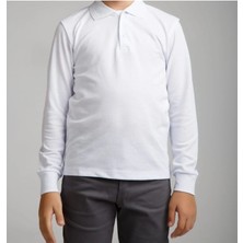 Okul Tshirt , Beyaz Uzun Kollu Polo Yaka Kız Erkek Çocuk  Okul Tişörtü