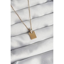 Clariss 316L Çelik Zincir Gold Renk Zirkon Taşlı Aşk Mektubu Kolye