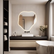 Mirzelife Estetik Banyo Aynası, LED Aydınlatmalı Kuaför Salon Duvar Aynası, Modern Tasarım Tuvalet Aynası