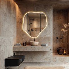 Mirzelife Estetik Banyo Aynası, LED Aydınlatmalı Kuaför Salon Duvar Aynası, Modern Tasarım Tuvalet Aynası