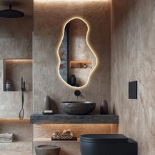 Mirzelife Asimetrik Tasarım Ledli Banyo, Tuvalet Aynası, LED Işıklı Modern Lavabo Kuaför Salon Aynası