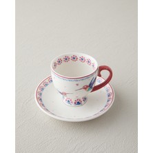 English Home Carnival Tulip New Bone China Kahve Fincan Takımı 4 Parça 2 Kişilik Açık Mavi