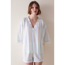 Penti colored Stripes çok renkli şort pijama takımı