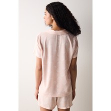 Penti Rosy Shells Mor Gömlek Kısa Kollu Düğmeli Şort Pijama Takımı