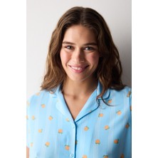 Penti Fruits Mavi Gömlek Pantolon Pijama Takımı