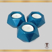 Agossa Home 3'lü Tealight Prizma Mumluk • Deniz Mavisi
