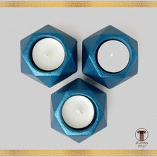 Agossa Home 3'lü Tealight Prizma Mumluk • Deniz Mavisi