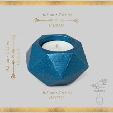 Agossa Home Yeni Dekor 5'li Tealight Prizma Mumluk Seti • Taşlı Sunum Tepsisi • Deniz Mavisi