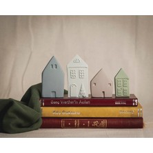 Zekk Atelye Renkli Beton Biblo Ev Seti - Minimal Belçika Evleri Biblo Seti