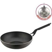 Evren 32 cm Profesyonel Indüksiyonlu Wok Tava, Horeca Non-Stick Indüksiyon Tabanlı Wok Tava