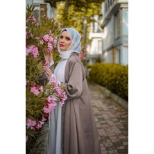 Harika Wear Beyaz-Şoko Şık Abaya Ferace