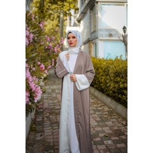 Harika Wear Beyaz-Şoko Şık Abaya Ferace
