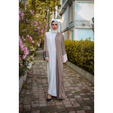 Harika Wear Beyaz-Şoko Şık Abaya Ferace