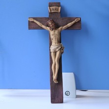 Nuofan Dini Reçine Isa Çapraz Haç Heykeli Heykelcik Duvar Heykel Süs Sarı Sarı (Yurt Dışından)
