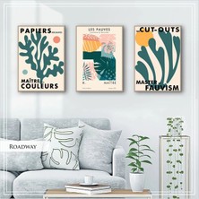 Tablom TR Metal Çerçeveli Gerçek Camlı Tablo Roadwayb 3 Lü Set