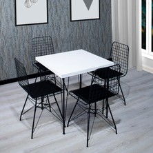 Zuesse Dizayn Diba 70x70 Yemek Masa Sandalye Takımı 4 Kişilik Telli Sandalye Salon Balkon Cafe Takım