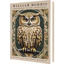 Deffter Wintage Art Gold Owl William Morris 96 Yaprak Çizgili Sert Kapak Defter