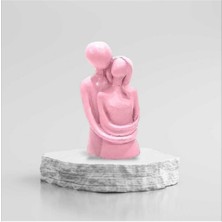 STS Trade Kadın Erkek Pembe Sarılan Sevgili Aşıklar Dekoratif Obje ve Biblo Taş Heykel
