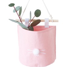 Xifu Shop C Pembe Beyaz Top Stili Pamuk Keten Askılı Çanta Süs Eşyaları Saklama Çantası Duvar Kapı Arka Dolap Askılı Organizer Su Geçirmez Kozmetik Oyuncak Cep Çantaları (Yurt Dışından)