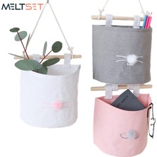 Xifu Shop C Pembe Beyaz Top Stili Pamuk Keten Askılı Çanta Süs Eşyaları Saklama Çantası Duvar Kapı Arka Dolap Askılı Organizer Su Geçirmez Kozmetik Oyuncak Cep Çantaları (Yurt Dışından)