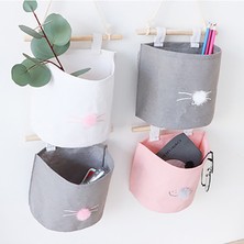 Xifu Shop C Pembe Beyaz Top Stili Pamuk Keten Askılı Çanta Süs Eşyaları Saklama Çantası Duvar Kapı Arka Dolap Askılı Organizer Su Geçirmez Kozmetik Oyuncak Cep Çantaları (Yurt Dışından)