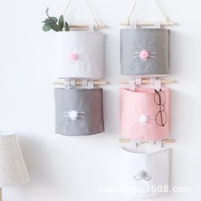Xifu Shop C Pembe Beyaz Top Stili Pamuk Keten Askılı Çanta Süs Eşyaları Saklama Çantası Duvar Kapı Arka Dolap Askılı Organizer Su Geçirmez Kozmetik Oyuncak Cep Çantaları (Yurt Dışından)