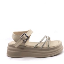 Ayakkabımood cc 318 Ten Taşlı Bayan Sandalet Ayakkabı