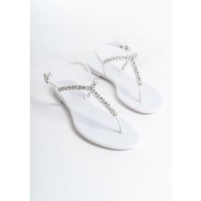 Mubiano Summer Kadın Jelly Mat Beyaz Taş Detay Düz SANDALET-MSTB7070-B