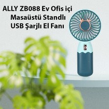 Ally ZB088 Ev Ofis Için Masaüstü Standlı USB Şarjlı El Vantilatörü