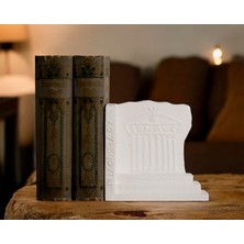 Zekk Atelye Antik Kabartmalı Beton Kitap Tutucu -Dekoratif Kitap Desteği