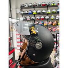 Sway Sw 701 Siyah Deri Yarım Motosiklet Kaskı