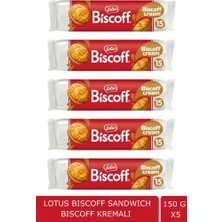 Lotus Bıscoff Sandwıch Bıscoff Cream Sürülebilir Kremalı Bisküvi -  150 gr x 5 Adet