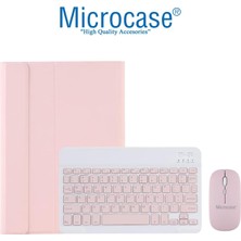 Microcase BKK6 iPad Pro 11 2024 M4 5. Nesil 11 İnç Tablet ile Uyumlu Bluetooth Klavye ve Mouse + Standlı Kılıf - Pembe