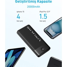 Anker 326 20000 Mah Taşınabilir Hızlı Şarj Cihazı - USB-C - 15W 2 Çıkışlı Powerbank - Siyah - A1367 (Anker Türkiye Garantili)