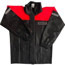 ForteGT 1134 Pvc Reflektörlü Yağmurluk Alt-Üst Takım (Siyah-Kırmızı)
