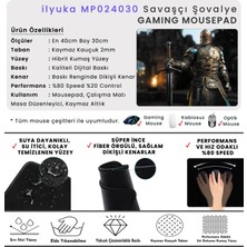 İlyuka 40X30CM Gaming Oyuncu Mousepad Kaymaz Kauçuk Taban Dikişli Kenar Savaşçı Şovalye MP024030