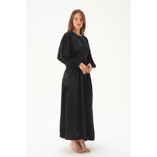 Rays 4215A Puantiye Desen Kemerli Elbise Siyah