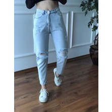 Lavessa Yırtık Model Buz Mavisi Jean