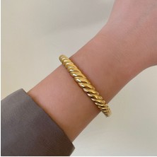 nerora Vintage Burgu Gold Kararmaz Çelik Kelepçe Bileklik