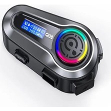 The Wlue Rgb Işıklı Bluetooth Motosiklet Kask Kulaklık Intercom Su Geçirmez Ipx6 LCD Ekran Fm Radyolu