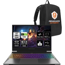 Casper Excalibur Intel Core I5 12450H 12GB 512GB SSD RTX4060/8GB 15.6" Fhd 144Hz Fdos Taşınabilir Bilgisayar G870.1245-DFB0X-B & Per4 Çanta G8701245DFB0XBP307